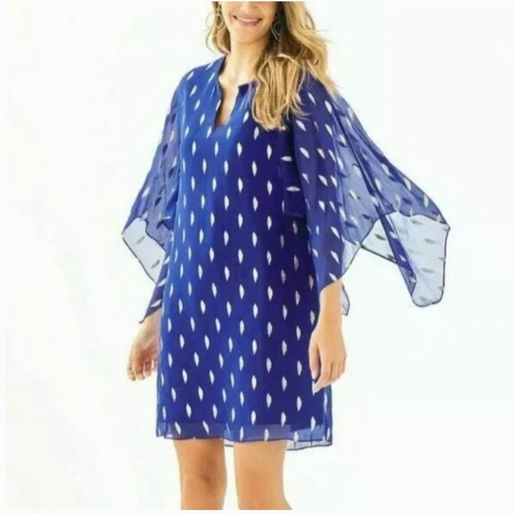 Lilly Pulitzer Shalynn Silk Caftan Dress sz8 Lapis Lazuli